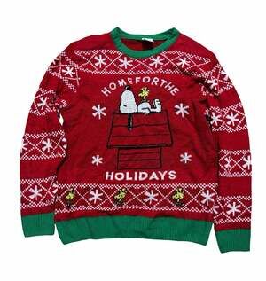 Peanuts Snoopy Woodstock Holiday Fair Isle Knit Pullover Sweater Men’s XL